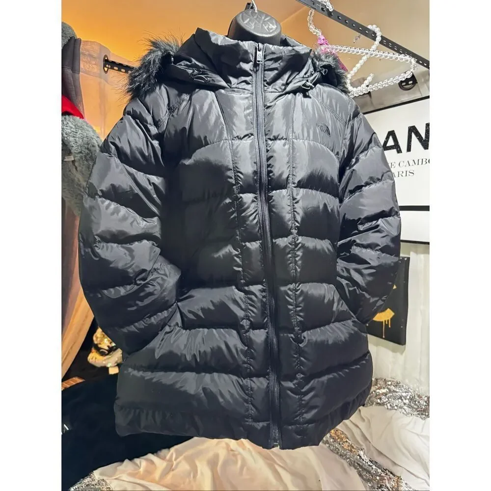 north face Gotham Fur Trim Hooded puffer jacket Coat  womens Xxl 2xl Plus Black